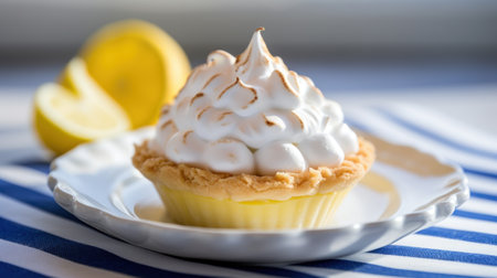 A cupcake with lemon meringue topping on top, AIの素材