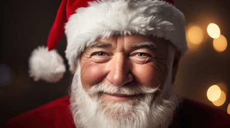 Santa claus smiling in front of a christmas tree, AIの素材