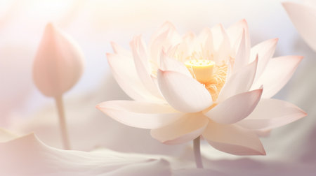 Lotus flower with yellow center in the sunlight, AIの素材