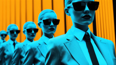 A group of women in suits and sunglasses, AIの素材