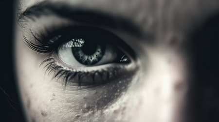Close up of a womans eye with tears, AIの素材
