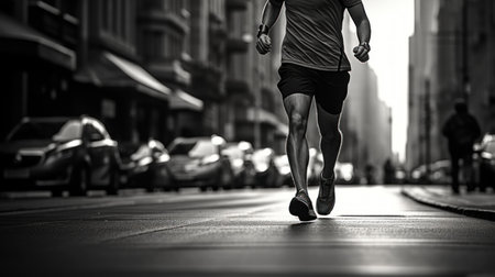 A man running on a city street, AIの素材