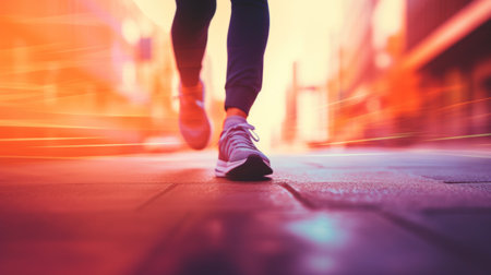 A person is running on a street with blurred background, AIの素材