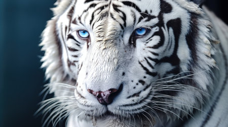 A white Bengali tiger with blue eyes, AIの素材