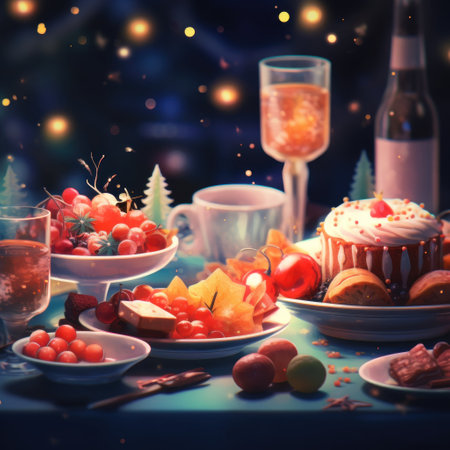 A table with food and drinks on it, AIの素材