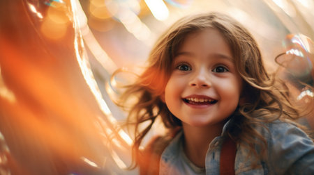 A young girl is smiling while looking at the camera, AIの素材
