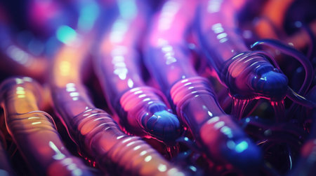 A close up of many colorful tubes, AIの素材