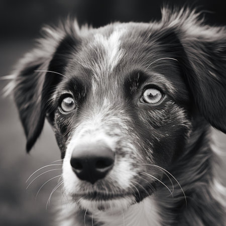 A black and white photo of a dog, AIの素材