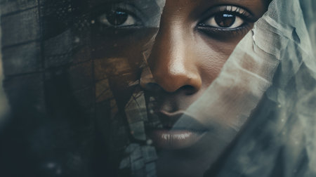 A woman in a veil and another with her eyes closed, AIの素材