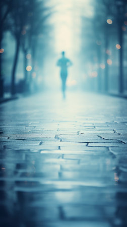 A person is walking down a street in the rain, AIの素材