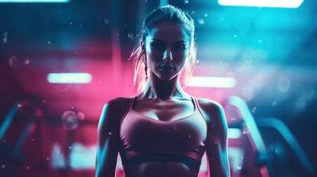 Fitness model in gym, AIの素材