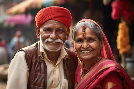 An elderly couple in india, AIの素材