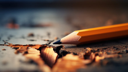 A close up of a pencil on top of an old wooden table, AIの素材