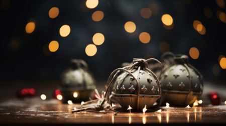 Christmas decorations on a table with lights, AIの素材