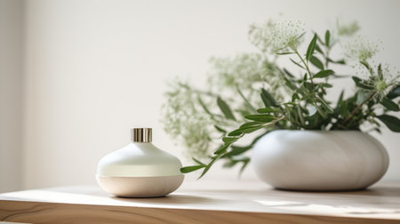 A white vase with a plant in it, AIの素材