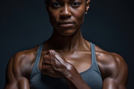 A sportive african american woman in a tank top, AIの素材