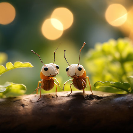 Two insects are sitting on a branch, AIの素材