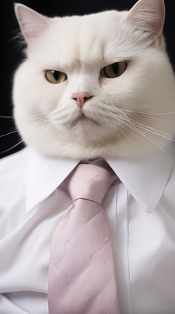 A cat wearing a shirt and tie, AIの素材