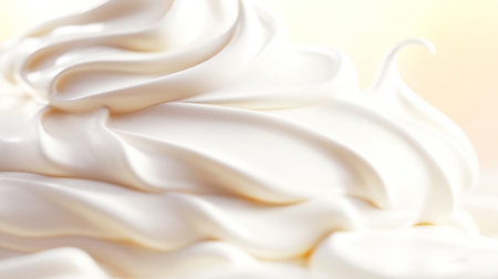 A close up of a white whipped cream on top of a plate, AIの素材