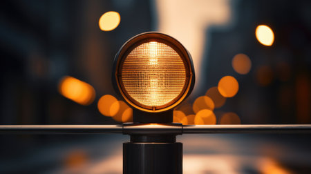 A traffic light is on a street at night, AIの素材