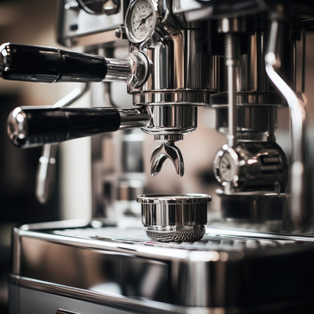 A close up of an espressor machine, AIの素材