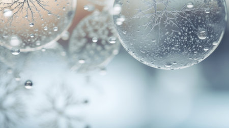 Water droplets on glass snowflakes, AIの素材
