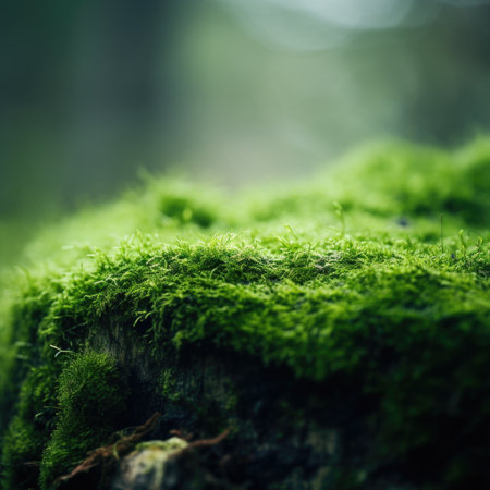 A close up of moss on a tree stump, AIの素材