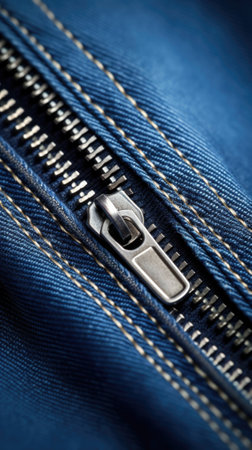 Close up of zipper on blue jeans, AIの素材