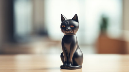 A black cat figurine on a table, AIの素材