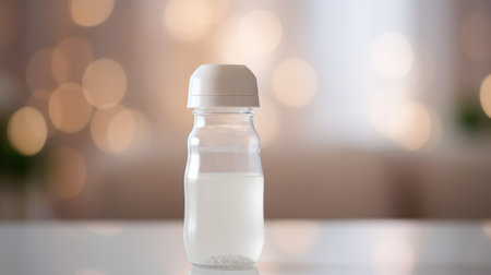 A bottle of water sitting on a table, AIの素材