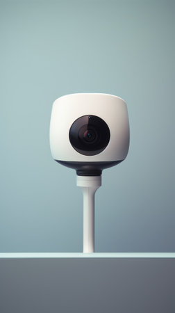 A white camera sitting on top of a table, AIの素材
