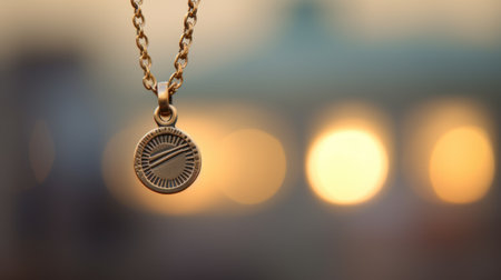 A necklace with a small coin on it, AIの素材