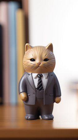 A cat figurine wearing a suit and tie, AIの素材