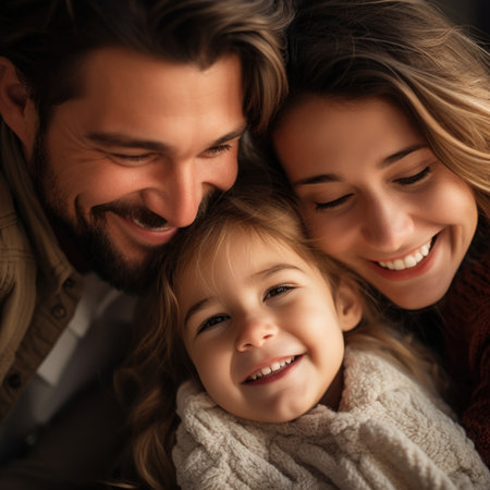 A man and woman with a child smiling, AIの素材
