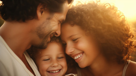 A man and woman with a child in their arms, AIの素材