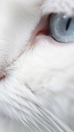A close up of a white cats eyes, AIの素材