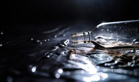 A bottle of alcohol is sitting on the ground, AIの素材