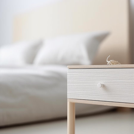 A white nightstand with a small drawer, AIの素材