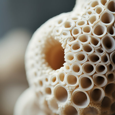 A close up of a white object with clustered holes, AIの素材