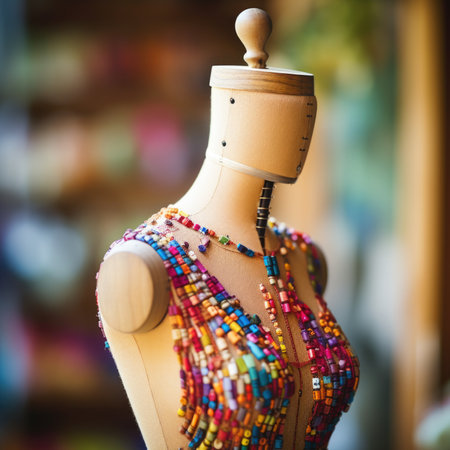 A mannequin with colorful beads on it, AIの素材