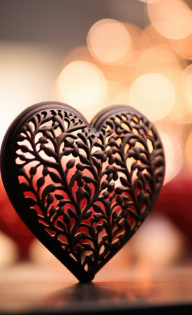 A heart shaped object with a red light behind it, AIの素材