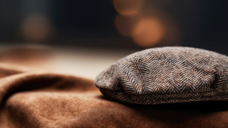 A hat is sitting on top of a blanket, AIの素材