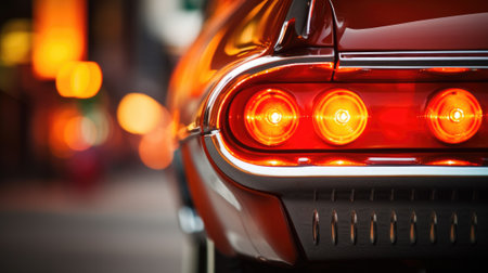 A close up of the tail lights of a classic car, AIの素材