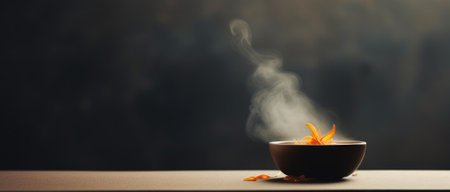 A cup of coffee with smoke coming out of it, AIの素材