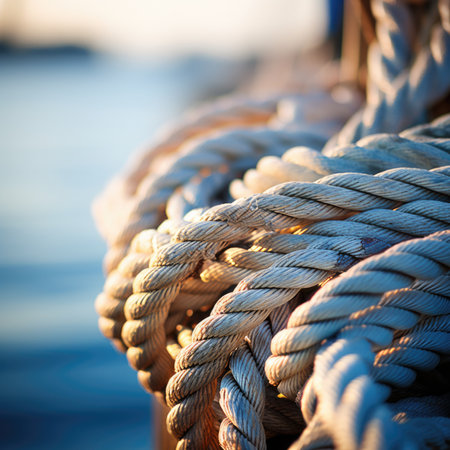 Close up of a rope on a boat, AIの素材