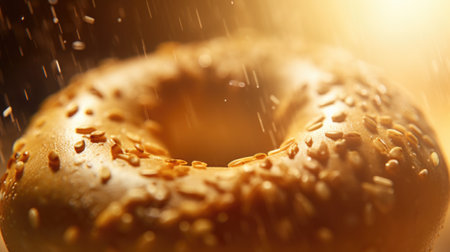 A bagel is being sprayed with water, AIの素材