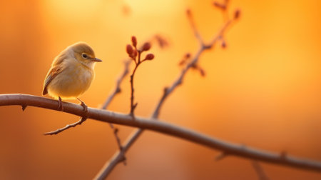 A small bird is sitting on a branch, AIの素材
