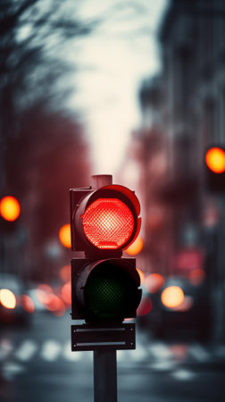 A traffic light is red and green, AIの素材