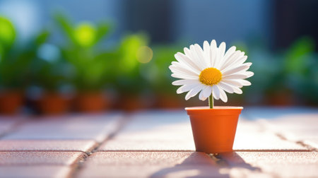 A small flower in a pot on the ground, AIの素材
