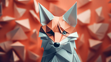 A fox is made out of origami paper, AI. Paper crafted origamiの素材